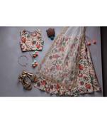 Khaki Chidiya Print Lehenga Set
