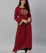 Maroon Embroidered Rayon Embroidered-Kurtis
