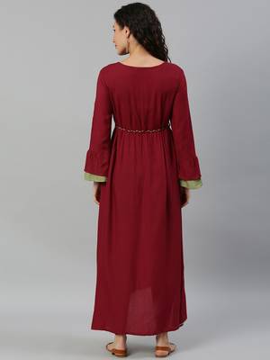 Maroon Embroidered Rayon Embroidered-Kurtis 2