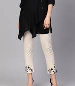 Pinksky Off-white embroidered cotton trousers