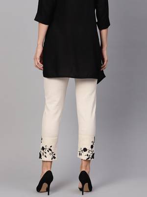 Pinksky Off-white embroidered cotton trousers 2