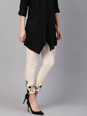 Pinksky Off-white embroidered cotton trousers 4