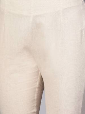 Pinksky Off-white embroidered cotton trousers 5
