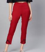 Pinksky Red embroidered cotton trousers