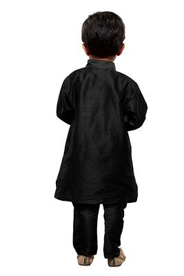 Black plain cotton silk boys-suit 2