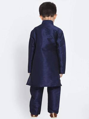 fourfolds boy's navyblue kurta and pyjama set 2