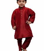 fourfolds boy's maroon kurta and pyjama set