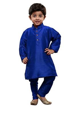 fourfolds boy's blue kurta and pyjama set 1