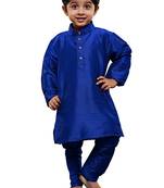 fourfolds boy's blue kurta and pyjama set