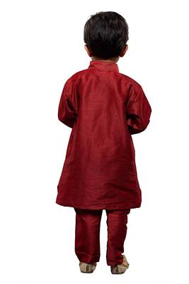 fourfolds boy's maroon kurta and pyjama set 2