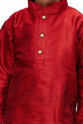 fourfolds boy's maroon kurta and pyjama set 3