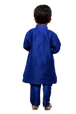 fourfolds boy's blue kurta and pyjama set 2