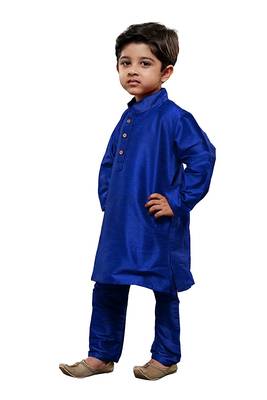 fourfolds boy's blue kurta and pyjama set 3