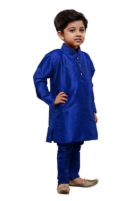 fourfolds boy's blue kurta and pyjama set 4