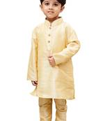 fourfolds boy's gold kurta and pyjama set