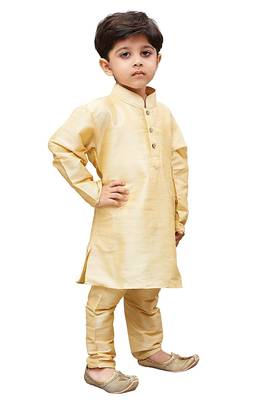 fourfolds boy's gold kurta and pyjama set 3