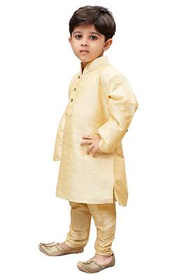 fourfolds boy's gold kurta and pyjama set 4