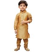 fourfolds boy's fawn kurta and pyjama set