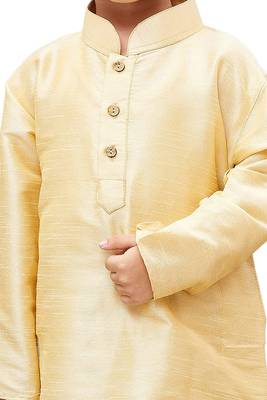 fourfolds boy's gold kurta and pyjama set 5