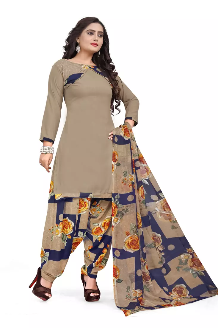 Grey printed crepe salwar