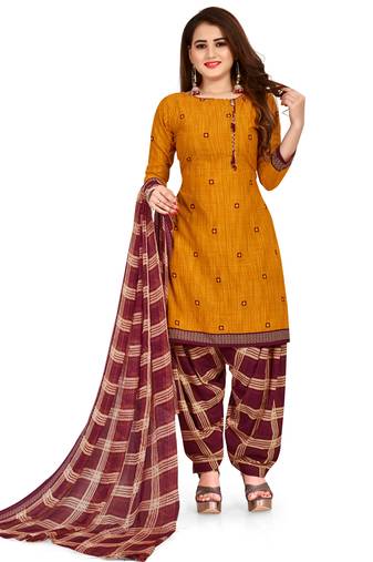 Mustard printed crepe salwar
