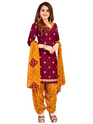 Maroon printed crepe salwar 1