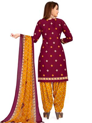 Maroon printed crepe salwar 2