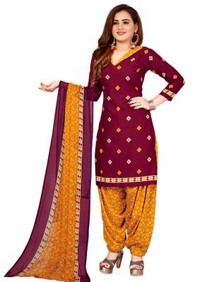 Maroon printed crepe salwar 3