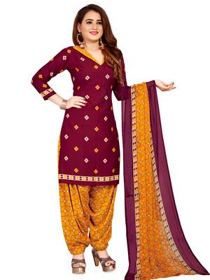 Maroon printed crepe salwar 4