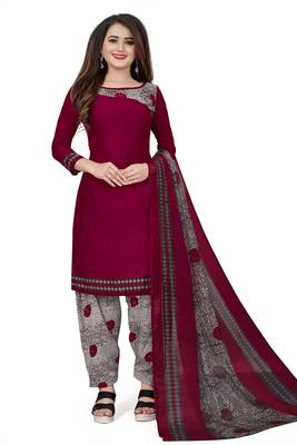Maroon printed crepe salwar 1