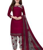 Maroon printed crepe salwar