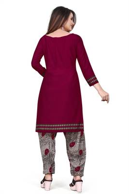 Maroon printed crepe salwar 2