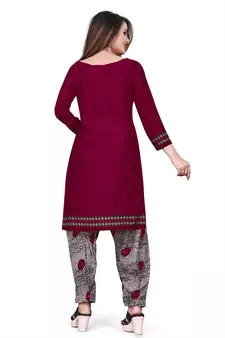 Maroon printed crepe salwar