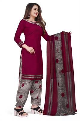 Maroon printed crepe salwar 3