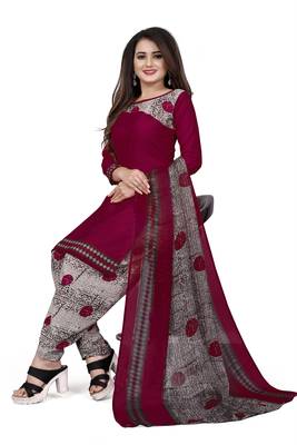 Maroon printed crepe salwar 4