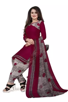 Maroon printed crepe salwar