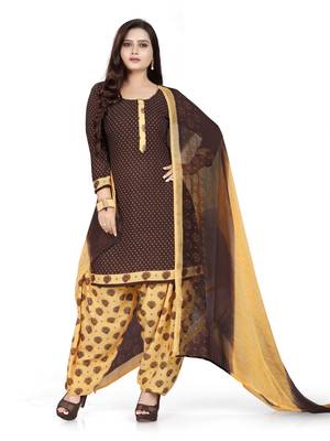 Brown printed crepe salwar 1