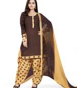 Brown printed crepe salwar