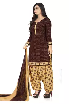 Brown printed crepe salwar