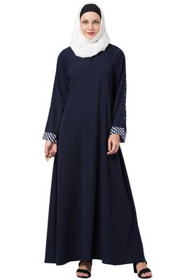 MRC Women A-line simple abaya Crepe Solid Abaya With Hijab 1