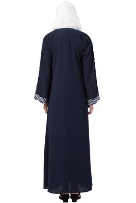 MRC Women A-line simple abaya Crepe Solid Abaya With Hijab 2