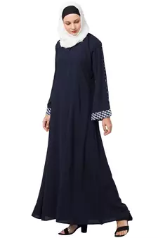 MRC Women A-line simple abaya Crepe Solid Abaya With Hijab