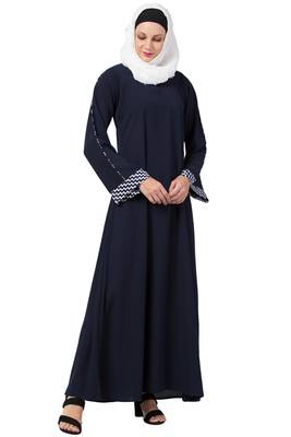 MRC Women A-line simple abaya Crepe Solid Abaya With Hijab 5