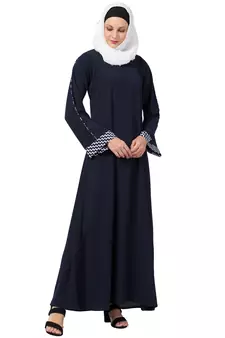 MRC Women A-line simple abaya Crepe Solid Abaya With Hijab