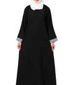 MRC Women A-line simple abaya black color Crepe Solid Abaya With Hijab