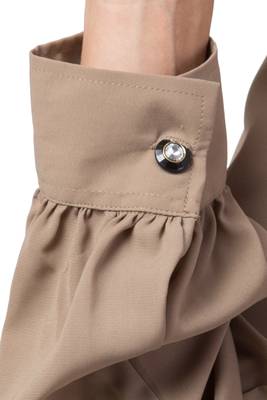 MRC Women Front open abaya with pin-tucks-Beige color Crepe Solid Abaya With Hijab 4