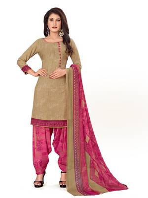 Beige printed crepe salwar 1