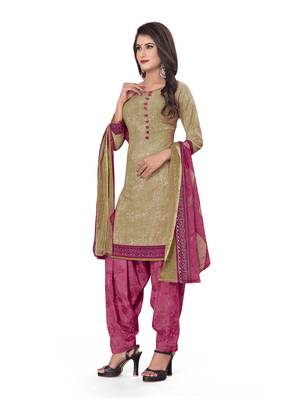Beige printed crepe salwar 2