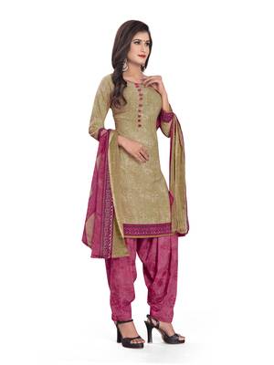 Beige printed crepe salwar 3