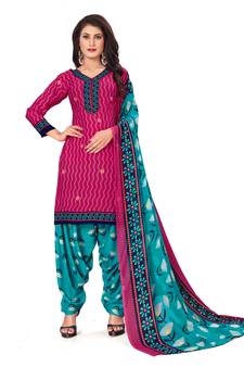 Pink printed crepe salwar